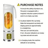 1pc, USB Rechargeable Portable Juicer, Mini Blender, Mini Ice Crusher With Three Modes, Digital Display And 12- Blades, Easy-to-Clean, Suitable For Travel, Fresh Juice Maker, Kitchen Stuff