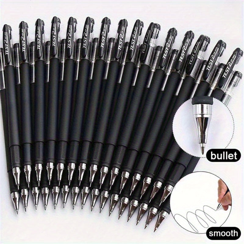 Bolígrafos negros de escritura suave de 0,5 mm: ideales para estudiantes y oficinas, firmas comerciales y exámenes. Bolígrafo redondo.