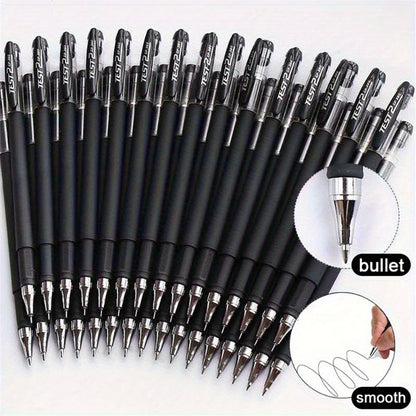 Bolígrafos negros de escritura suave de 0,5 mm: ideales para estudiantes y oficinas, firmas comerciales y exámenes. Bolígrafo redondo.