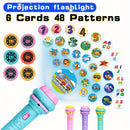 6 Projection Sheets (48 Patterns, LED Mini Projector Flashlight, With Animal, Dinosaur, Vehicle, Space And Other Patterns, Educational Puzzle Toy, Halloween Gift, Fill Christmas Stocking Gift