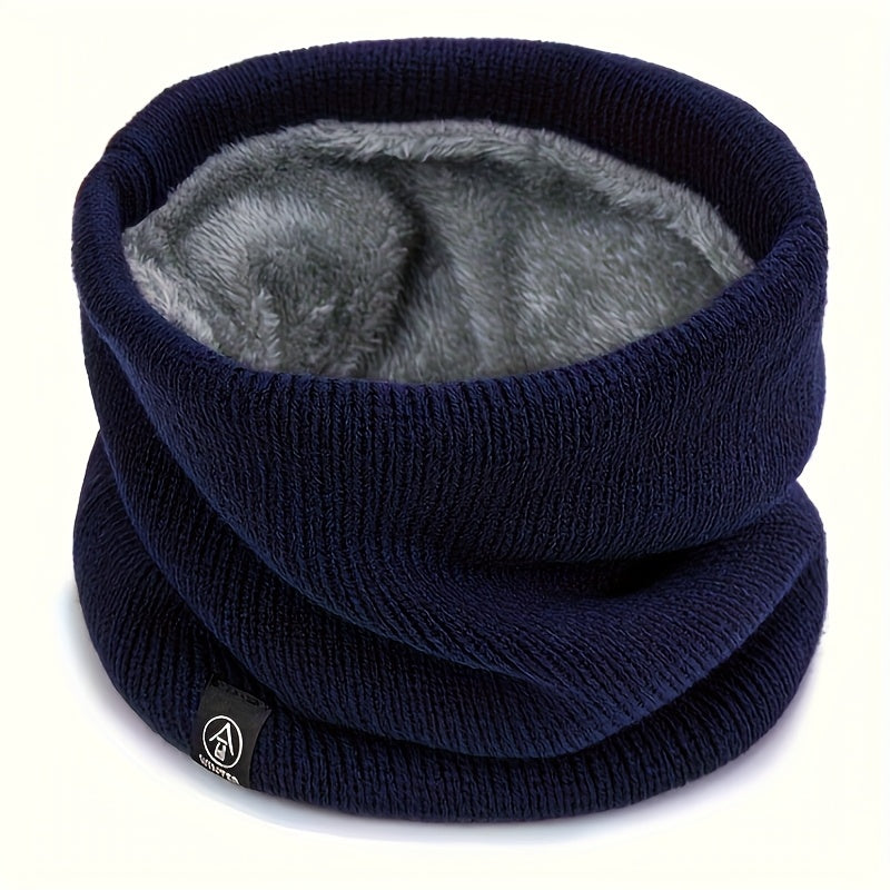Soft & Warm Fleece-Lined Knit Scarf - Windproof, Cozy Double Layer Neck Warmer for Winter | Easy Slip-On Design | Perfect for Casual to Formal Outfits