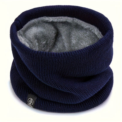 Soft & Warm Fleece-Lined Knit Scarf - Windproof, Cozy Double Layer Neck Warmer for Winter | Easy Slip-On Design | Perfect for Casual to Formal Outfits