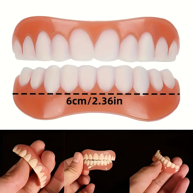 Carillas dentales duraderas y ajustables: cómodas, fáciles de limpiar y resistentes a las manchas. Accesorios para dentaduras postizas para uso diario.