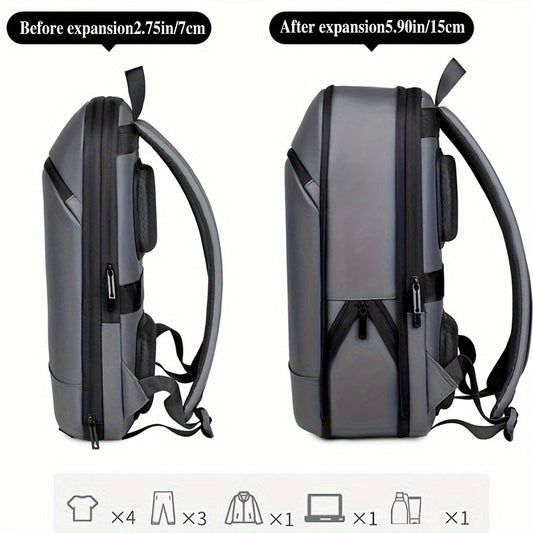 1pc Men's Solid Color Business Backpack, Commuter Bag With Trolley Strap, Casual Daypack For Going Out & Leisure Travel, Waterproof 15-in Laptop Bag