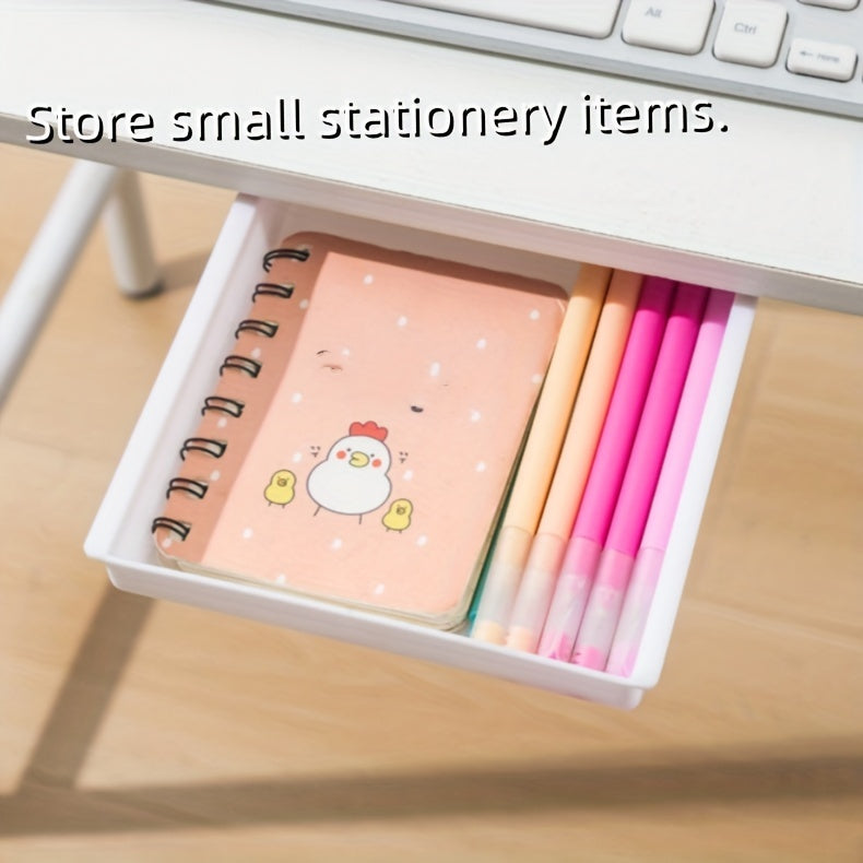 2pcs Under Desk Storage Drawers - No Drill, Adjustable & Lightweight Pull-Out Organizer for Office Supplies and Cosmetics