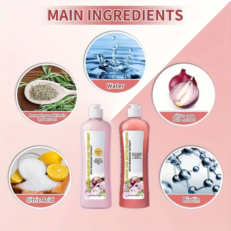 Set de champú y acondicionador de cebolla y biotina: Cuidado con extractos vegetales naturales para todo tipo de cabello: repara, hidrata y fortalece el cabello dañado.