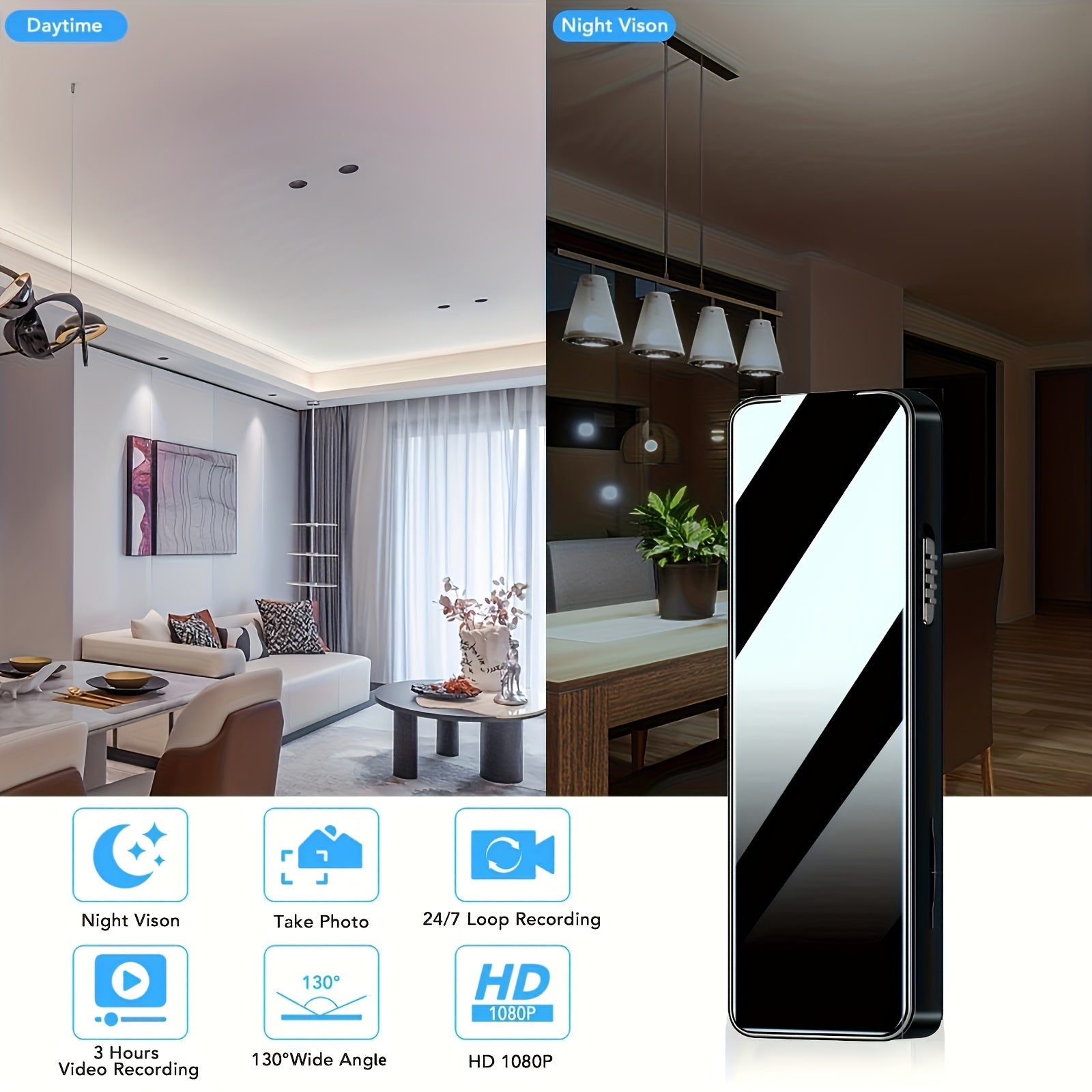 Camera no WiFi Needed - Mini Body Camera Video Recorder - Camera Motion Activated - Nanny Small Cam - Tiny Camera - Small Security Camera for Home and Office (With 64G high-speed memory card)