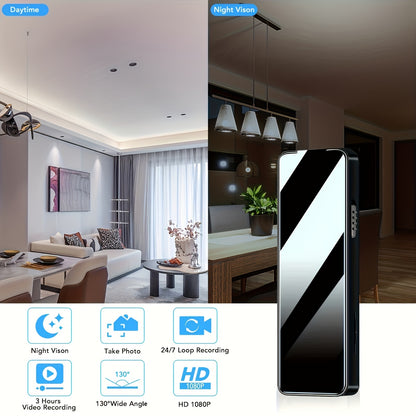 Camera no WiFi Needed - Mini Body Camera Video Recorder - Camera Motion Activated - Nanny Small Cam - Tiny Camera - Small Security Camera for Home and Office (With 64G high-speed memory card)
