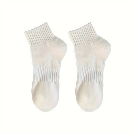 6 Pairs CozyFit Women's Winter Short Tube Socks - Soft Polyester Knit Sports Ankle Socks with Spandex, Solid Color, Comfortable Casual Daily Wear