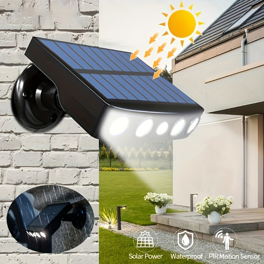 1pc LED Solar Outdoor Lights With Motion Sensor, Powerful Solar Security 4 LED Lights Outdoor Decor Sensor Motion 3 Modes Street Lamp Built-in 18650 Lithium Battery Wall Night Work Light For Garden