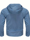 Chaqueta cortavientos informal con capucha para hombre: poliéster ligero e impermeable, con cremallera, color liso y bolsillos | Versátil para todas las estaciones