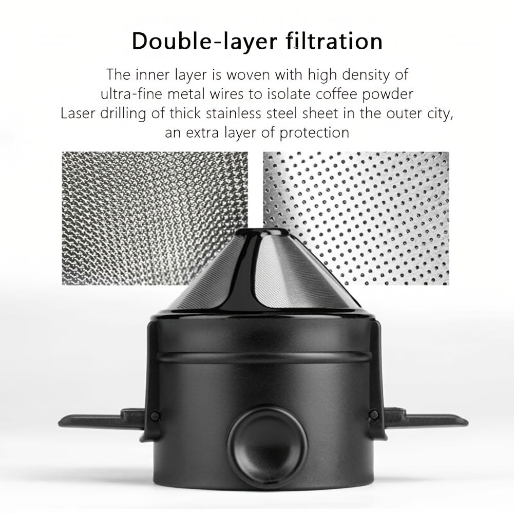 1pc Double Layer 304 Stainless Steel Coffee Filter Cup - Foldable and Portable for Hand-Pour Coffee - Little Angel Design