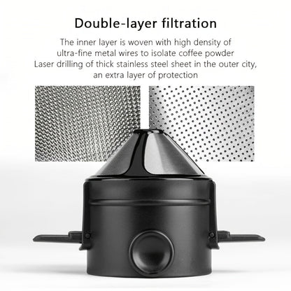 1pc Double Layer 304 Stainless Steel Coffee Filter Cup - Foldable and Portable for Hand-Pour Coffee - Little Angel Design