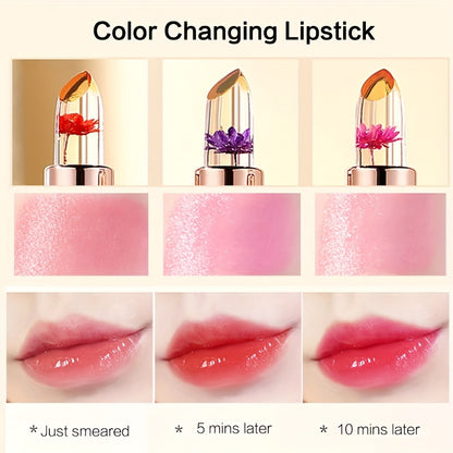 3pcs Hypoallergenic Petal Color-Changing Lip Balm with Vitamin E - Long-Lasting, Moisturizing, Temperature-Sensitive Lipstick in Metallic Tubes, Perfect Mother's Day Gift for Women