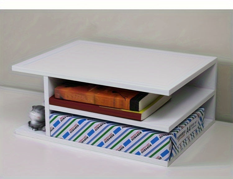 Square Wooden Fiberboard Desk Organizer - Sturdy Storage Rack for Office Supplies, Printer Stand, and Home Organization with Ample Space