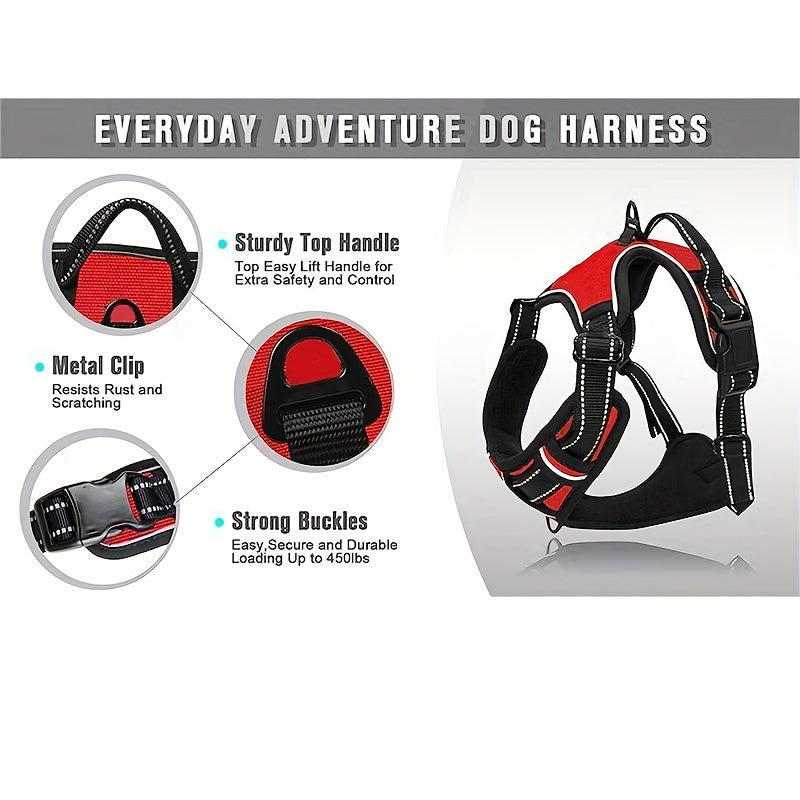 No Pull Dog Harness Front Clip Heavy Duty Reflective Easy Control Handle For Large Dog Walking