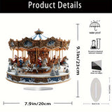 Boho Style Acrylic Carousel Music Box with Santa Claus Theme – Tabletop Decorative Sign & Plaque, Multipurpose Santa Rotating Merry-Go-Round, Ideal for Home & Office Display, Perfect Christmas Gift – 1 Piece