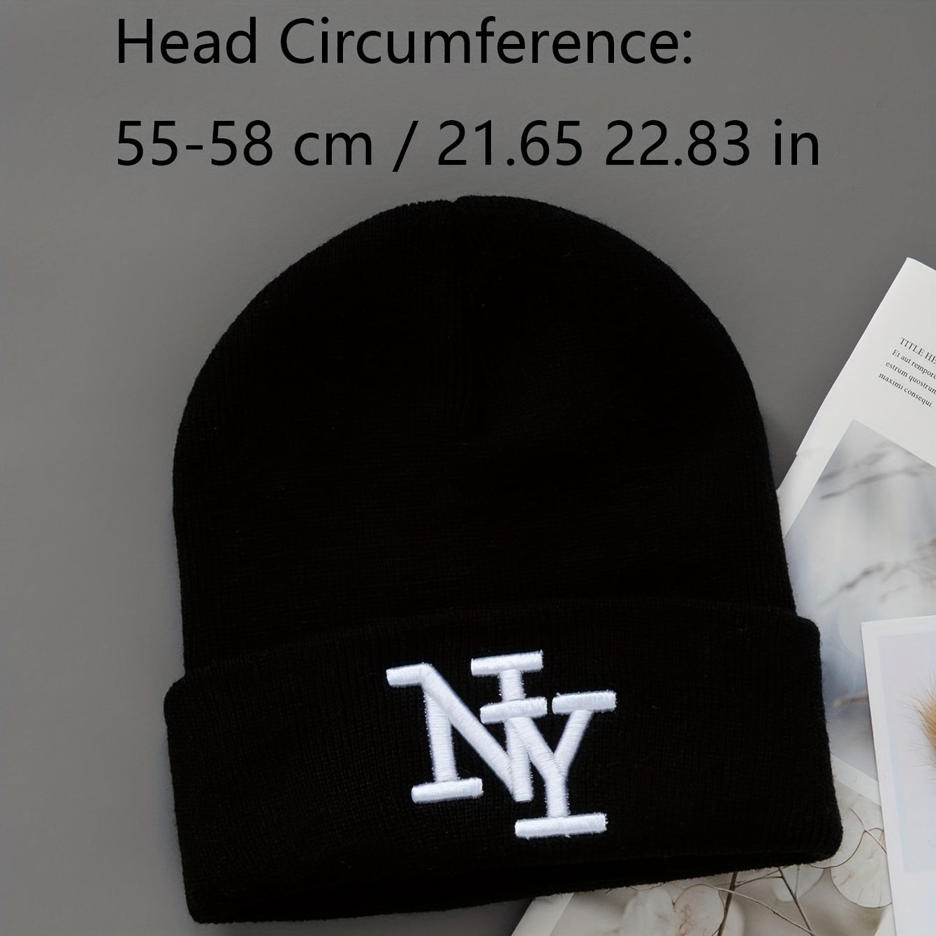 2-Pack Unisex Winter Beanie Hats, Solid Color Knitted Polyester Outdoor Warm Caps, Hand Washable, Fashionable Daily Wear for Men and Women