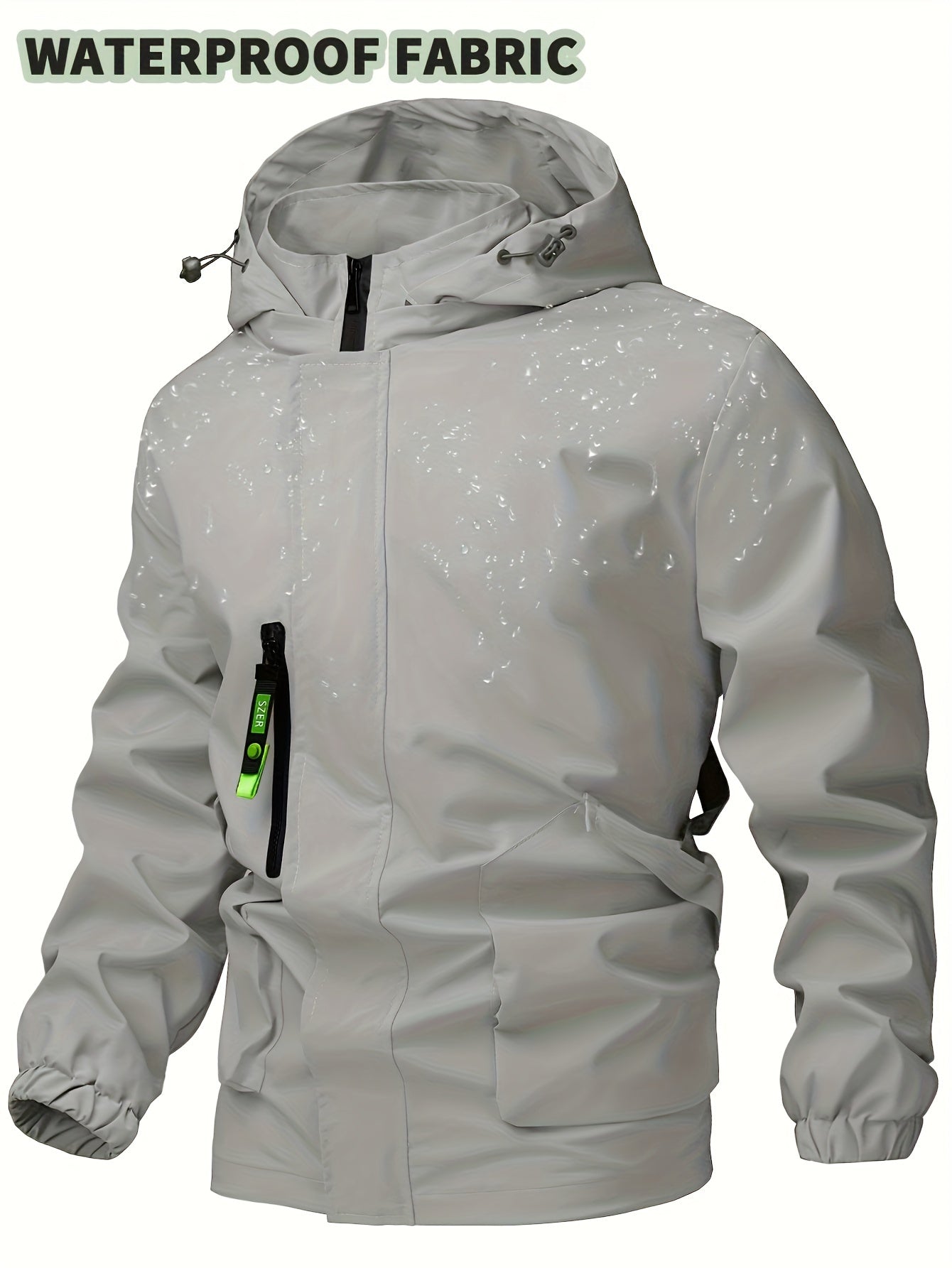 Chaqueta cortavientos de color liso con capucha para hombre, abrigo impermeable informal, ropa de exterior para primavera y otoño.
