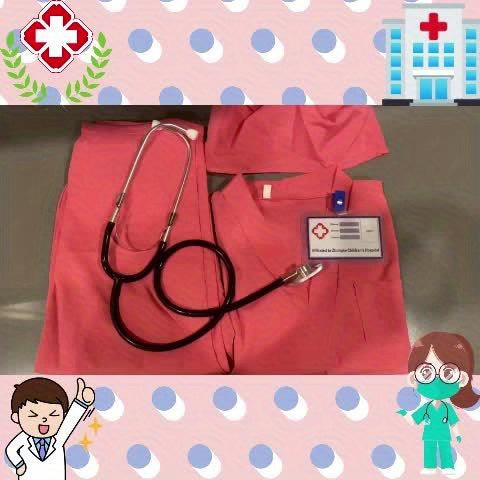 Conjunto de 6 trajes de médico de imitación para niño, camiseta de manga corta, pantalones y accesorios, ideal para Halloween, fiestas de cumpleaños, presentaciones escolares y como regalo.