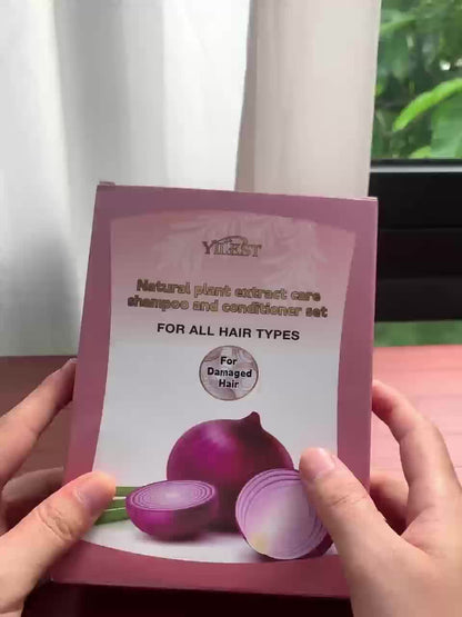 Set de champú y acondicionador de cebolla y biotina: Cuidado con extractos vegetales naturales para todo tipo de cabello: repara, hidrata y fortalece el cabello dañado.
