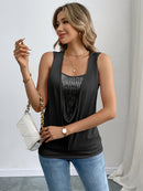 Sequin Decor Ruched Tank Top, Casual Summer Sleeveless Top, Women's Clothing
