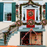 4.98meter Red & Green Metallic Twist Tinsel Garland with Shiny Ornaments, Plastic Christmas Tree & Party Supplies, Indoor & Outdoor Festive Decor, No Power Required