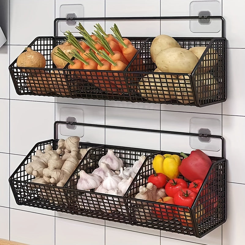 1 cesta de almacenamiento de cocina de pared - Estante colgante multiusos para ajo, cebolla y verduras - Contenedores duraderos - Perfecto para baños y cocinas pequeñas, accesorios de baño