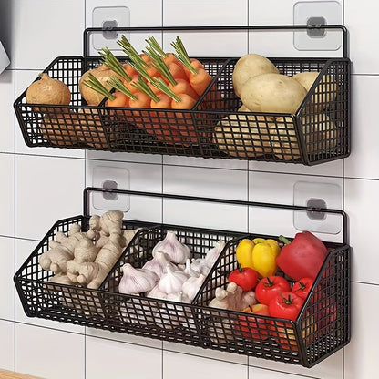 1 cesta de almacenamiento de cocina de pared - Estante colgante multiusos para ajo, cebolla y verduras - Contenedores duraderos - Perfecto para baños y cocinas pequeñas, accesorios de baño