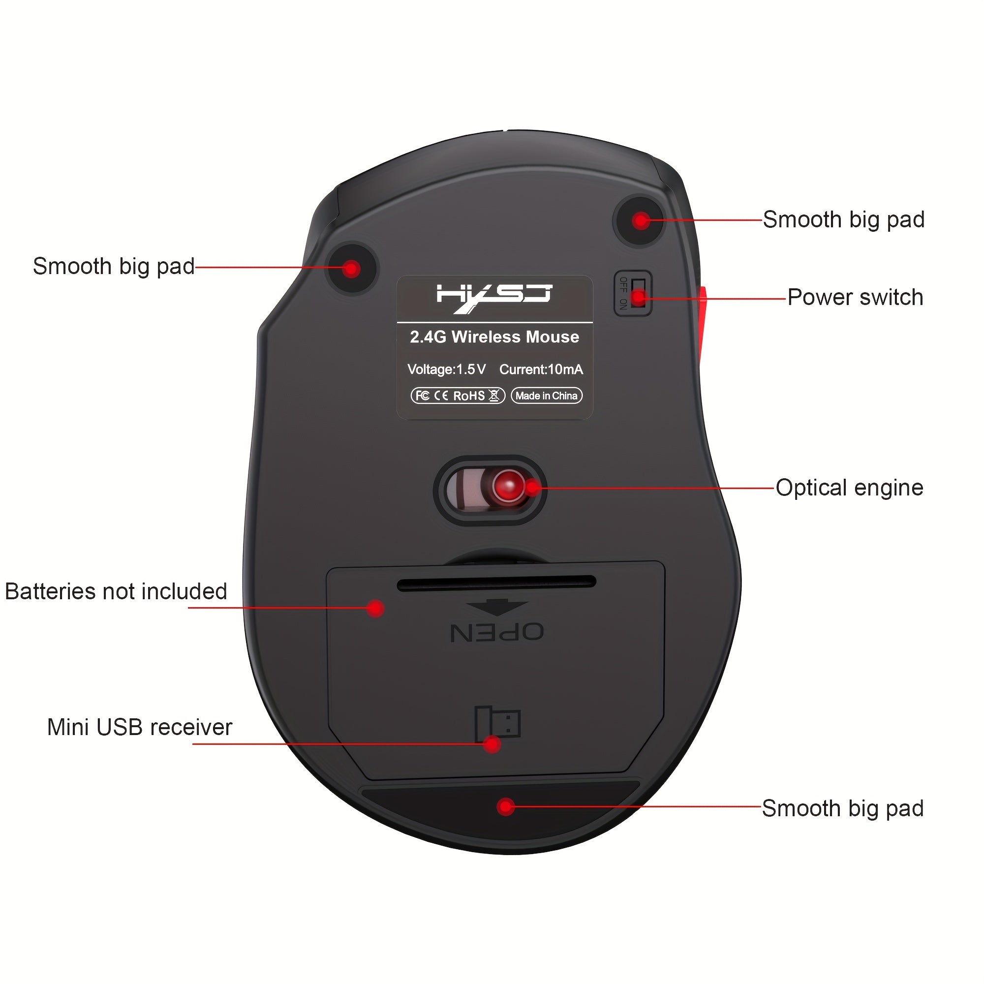HXSJ - T67 Office Wireless Mouse, 2.4 G Wireless Connection For Birthday/friend Gift