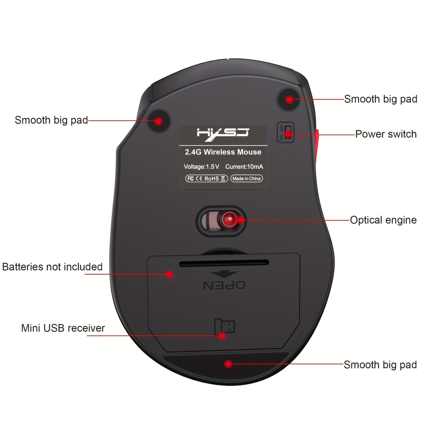Ratón inalámbrico de oficina HXSJ T67, conexión inalámbrica de 2,4 G, ideal para cumpleaños o para regalar a amigos.