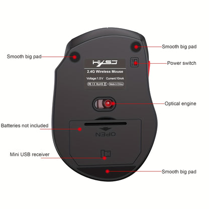 Ratón inalámbrico de oficina HXSJ T67, conexión inalámbrica de 2,4 G, ideal para cumpleaños o para regalar a amigos.