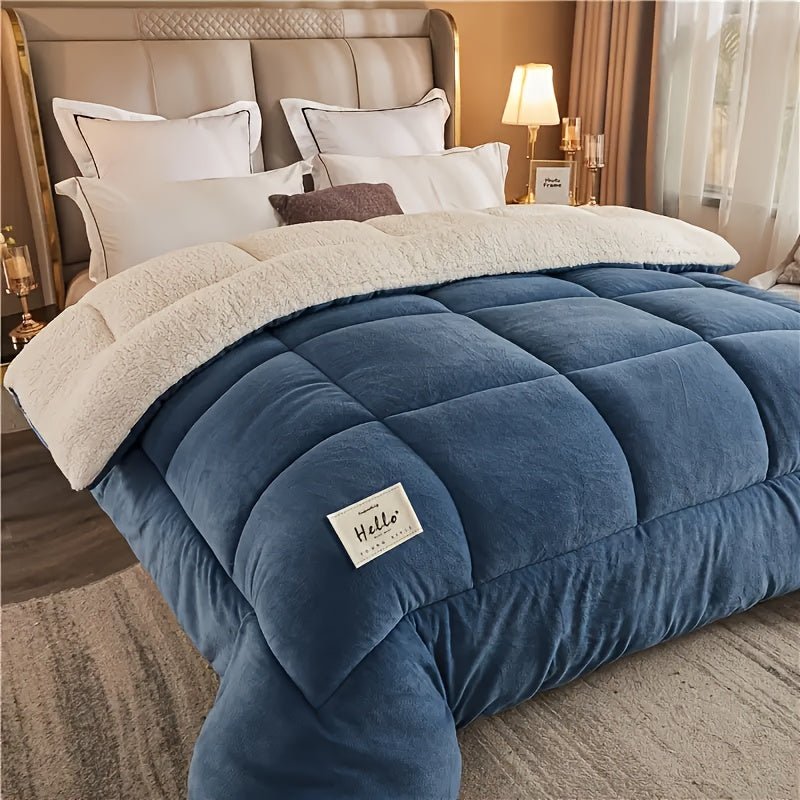 Reversible Plaid Comforter - Contemporary All-Season Quilted Duvet Insert with Box Stitch, Ultra Soft Milk Velvet Fabric, Medium Weight Polyester Fill, Machine Washable, Multipurpose - Available in 9 Sizes, Christmas Present
