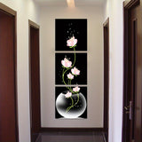 3 lienzos cuadrados con flores rosas, arte de pared para sala de estar, entrada, decoración del hogar, sin marco.
