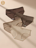 4pcs Sexy Cotton Briefs for Women - Comfortable & Breathable with Bow Detail, Solid Color