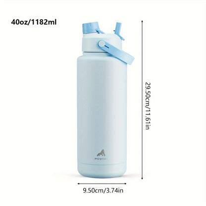 40oz Insulated Water Bottle With 2-in-1 Straw And Spout Lid, Keep Cold 24H, Leak-Proof, BPA-Free, Double Wall Stainless Steel Water Bottle For Sports, Gym, Travel, Office And School Eid Al-Adha Mubarak