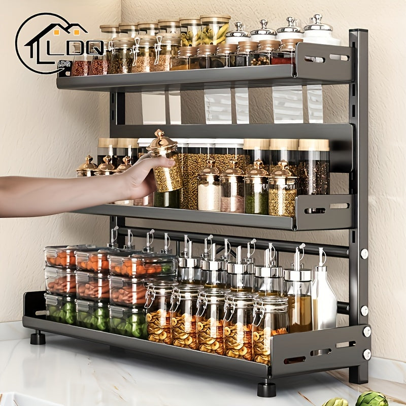 Especiero de acero de varios niveles LDQ: organizador de encimera resistente a la intemperie para cocinas de hogares y restaurantes