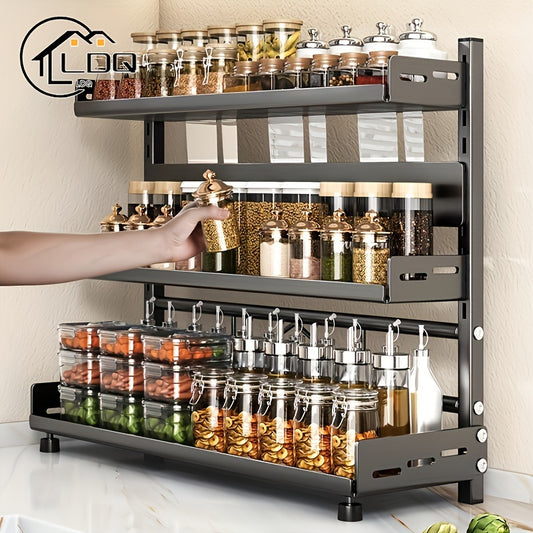 Especiero de acero de varios niveles LDQ: organizador de encimera resistente a la intemperie para cocinas de hogares y restaurantes