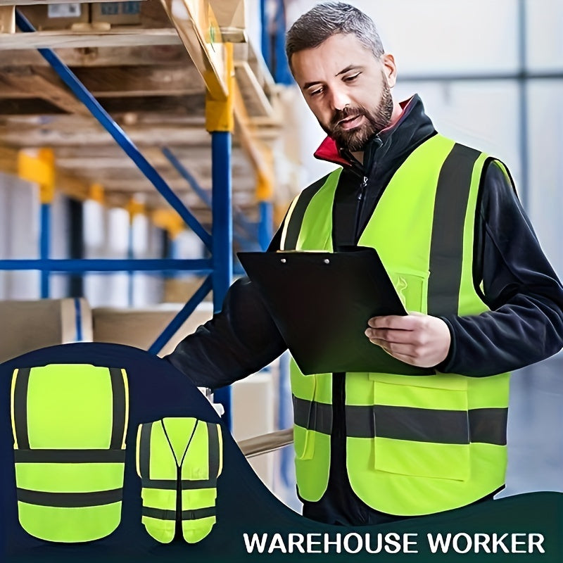 Chaleco reflectante de seguridad de alta visibilidad para hombres y mujeres: ideal para corredores, ciclistas, topógrafos, voluntarios, guardias de tráfico y trabajadores de la construcción.