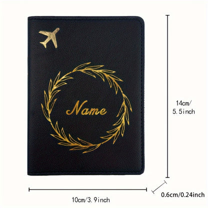 Personalized Faux Leather Passport Cover with Custom Name, Waterproof RFID Blocking Travel Wallet, Ultra Slim Business Card Holder, Air Ticket Storage Organizer, No-Closure Design, Passport Travel Wallet
