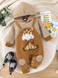 Body con capucha y estampado de dibujos animados de manga larga para bebés de 0 a 18 meses para invierno/otoño