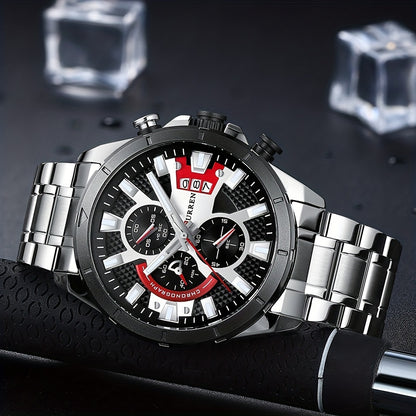 CURREN Men's Steel Strap Watch Multifunctional Timing Waterproof Wristwatch Men's Accessories