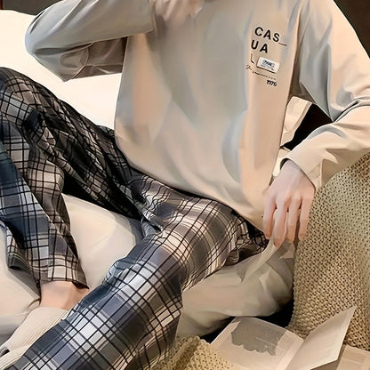 New Men's Pajamas for Autumn and Winter, Casual, Simple and Luxurious Home Wear Set