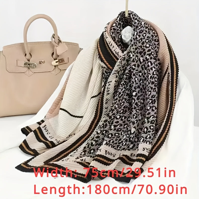 Bohemian Style Women's Winter Scarf Shawl - Polyester, Embroidered and Print Design, Windproof, Snow-Resistant, Ideal for Casual Outdoor Wear, Winter Shawl