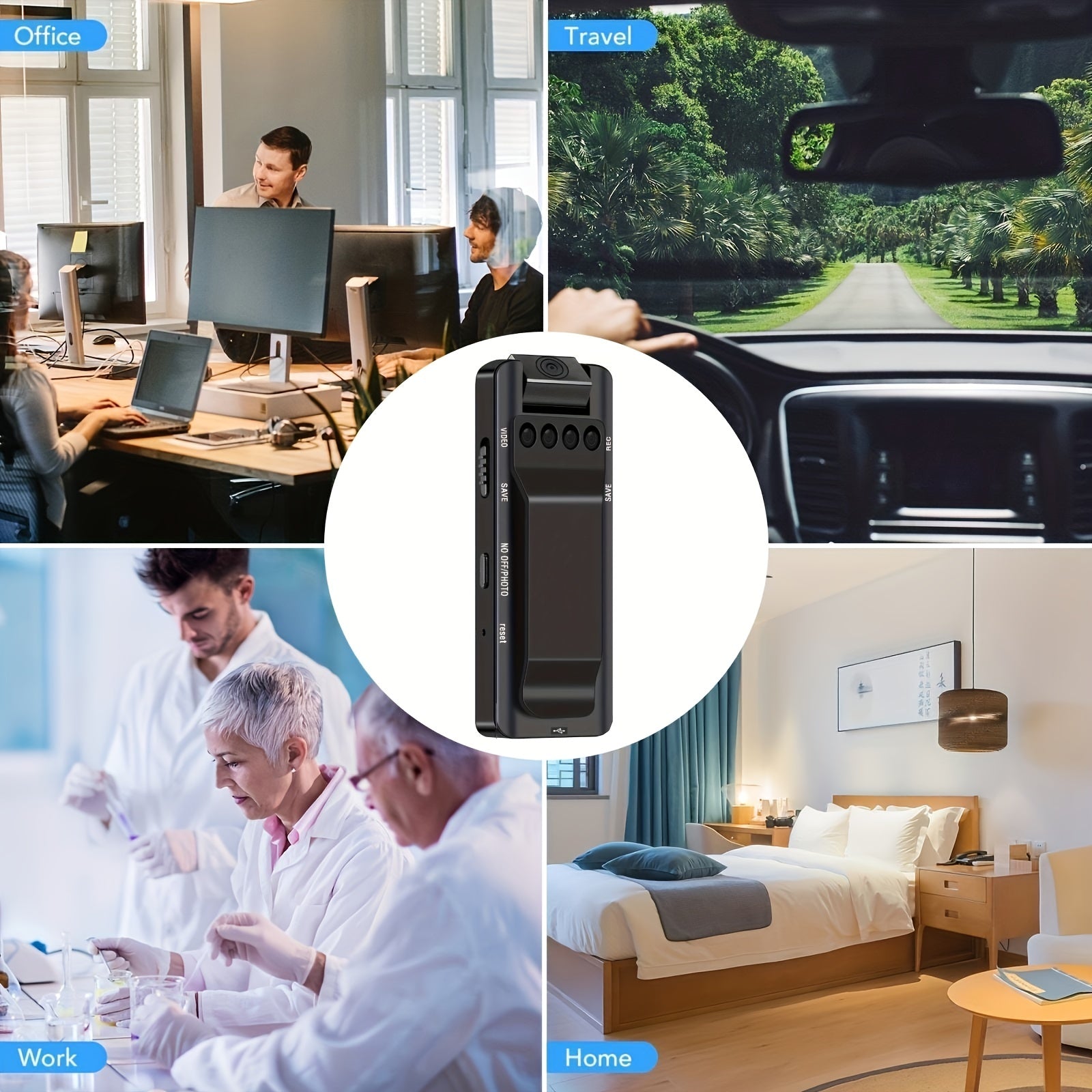 Camera no WiFi Needed - Mini Body Camera Video Recorder - Camera Motion Activated - Nanny Small Cam - Tiny Camera - Small Security Camera for Home and Office (With 64G high-speed memory card)