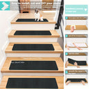15pcs Reusable Self-Adhesive Hardwood Step Carpet Stair Treads, Indoor Activity Pet Non-Slip Safety