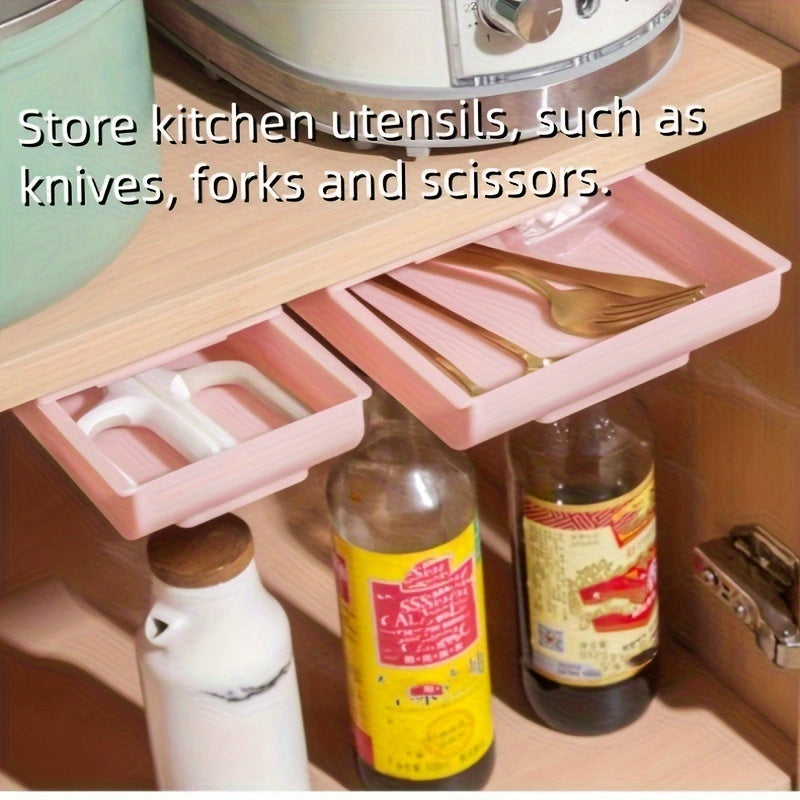 2pcs Under Desk Storage Drawers - No Drill, Adjustable & Lightweight Pull-Out Organizer for Office Supplies and Cosmetics