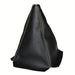 Bright Black Leather Yellow Thread