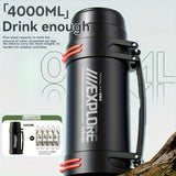 NRMEI Large Stainless Steel Insulated Water Bottle - 1L/2L/3L Capacity, Portable & Durable for Outdoor Activities, Travel, and Construction Sites