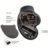HXSJ New Ergonomic Mouse Side Metal Roller 2.4G Optoelectronic Vertical Mouse Suitable For Home Office Games Battery Not Included